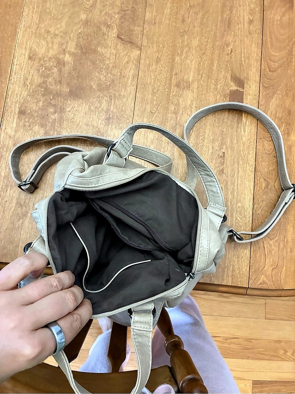 Beige Convertible Backpack - Picture 4 of 4